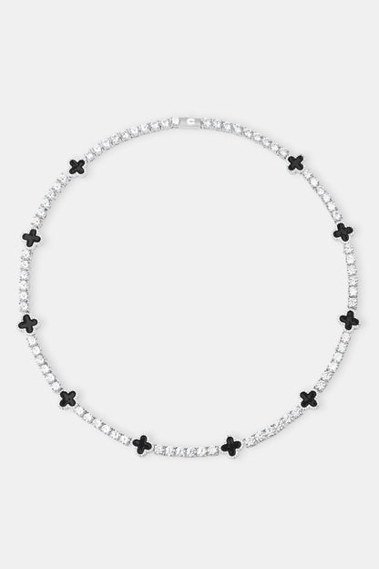 Black Motif Tennis Chain - White 5mm
