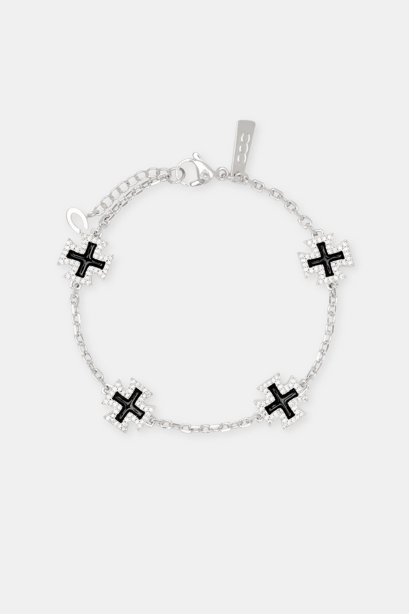 Black Enamel Cross Motif Bracelet - 12mm