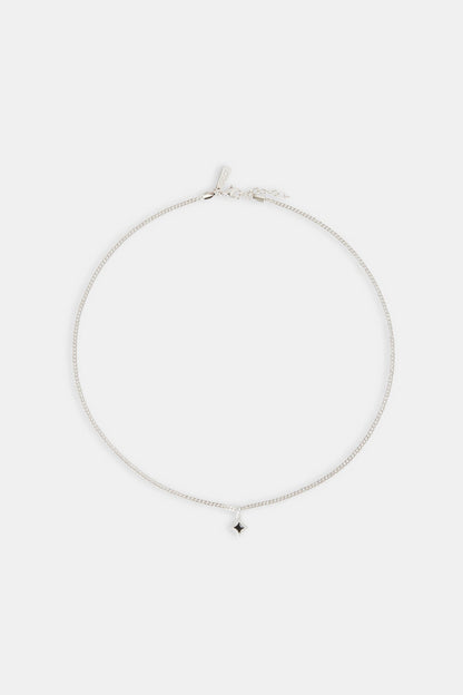 Black Enamel Star Motif Cuban Necklace - 10mm