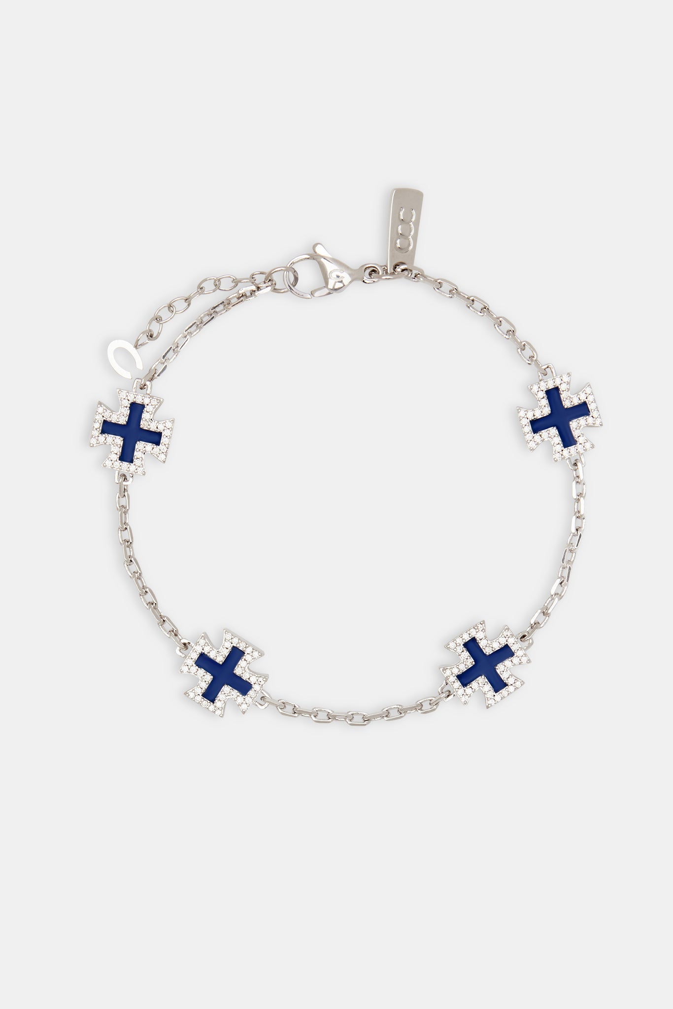 Blue Enamel Cross Motif Bracelet - 12mm