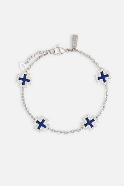 Blue Enamel Cross Motif Bracelet - 12mm