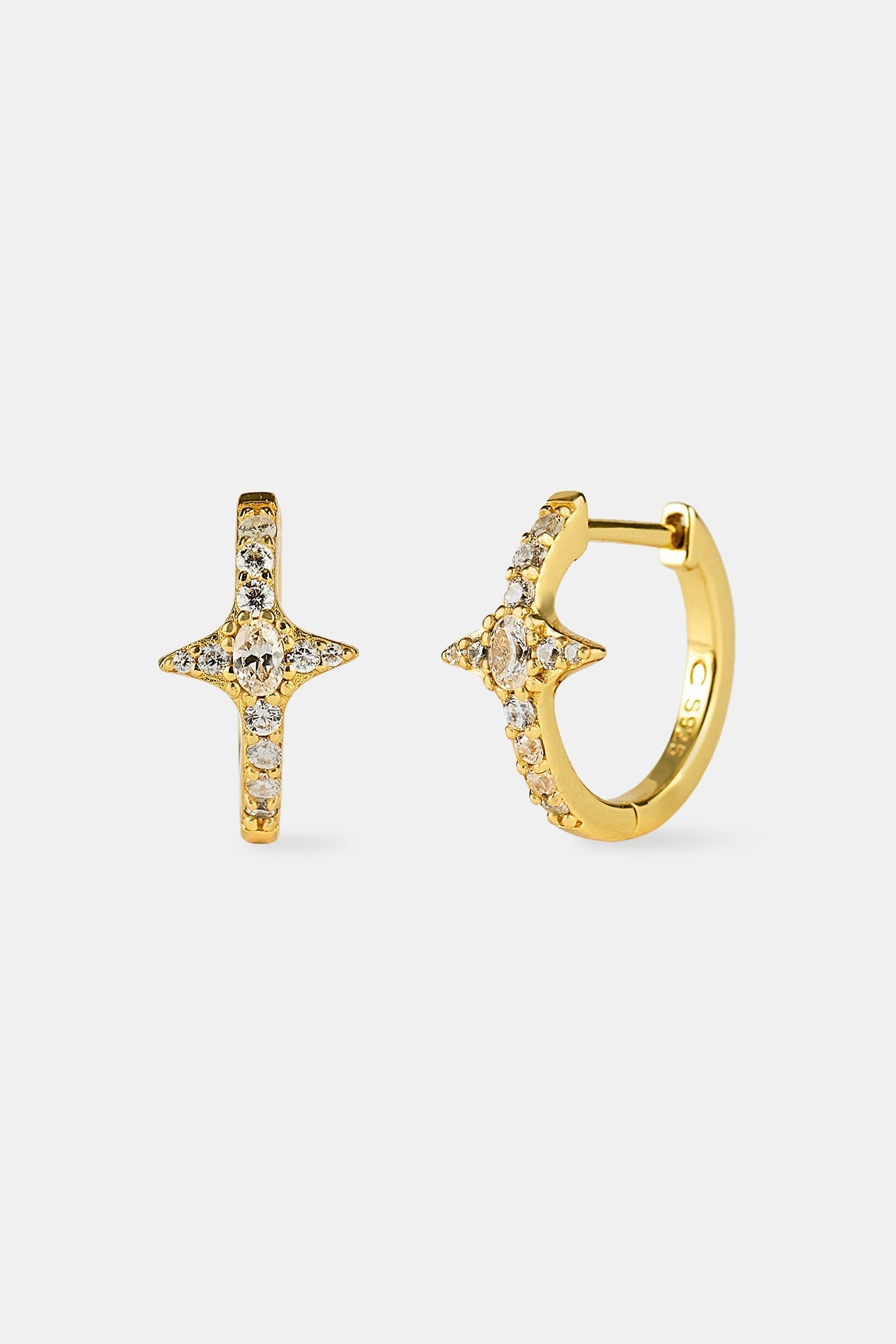 Clear Star Hoop Earrings - 15mm