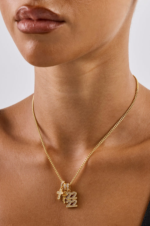 Cherub Triple Motif Necklace - 12mm - Gold