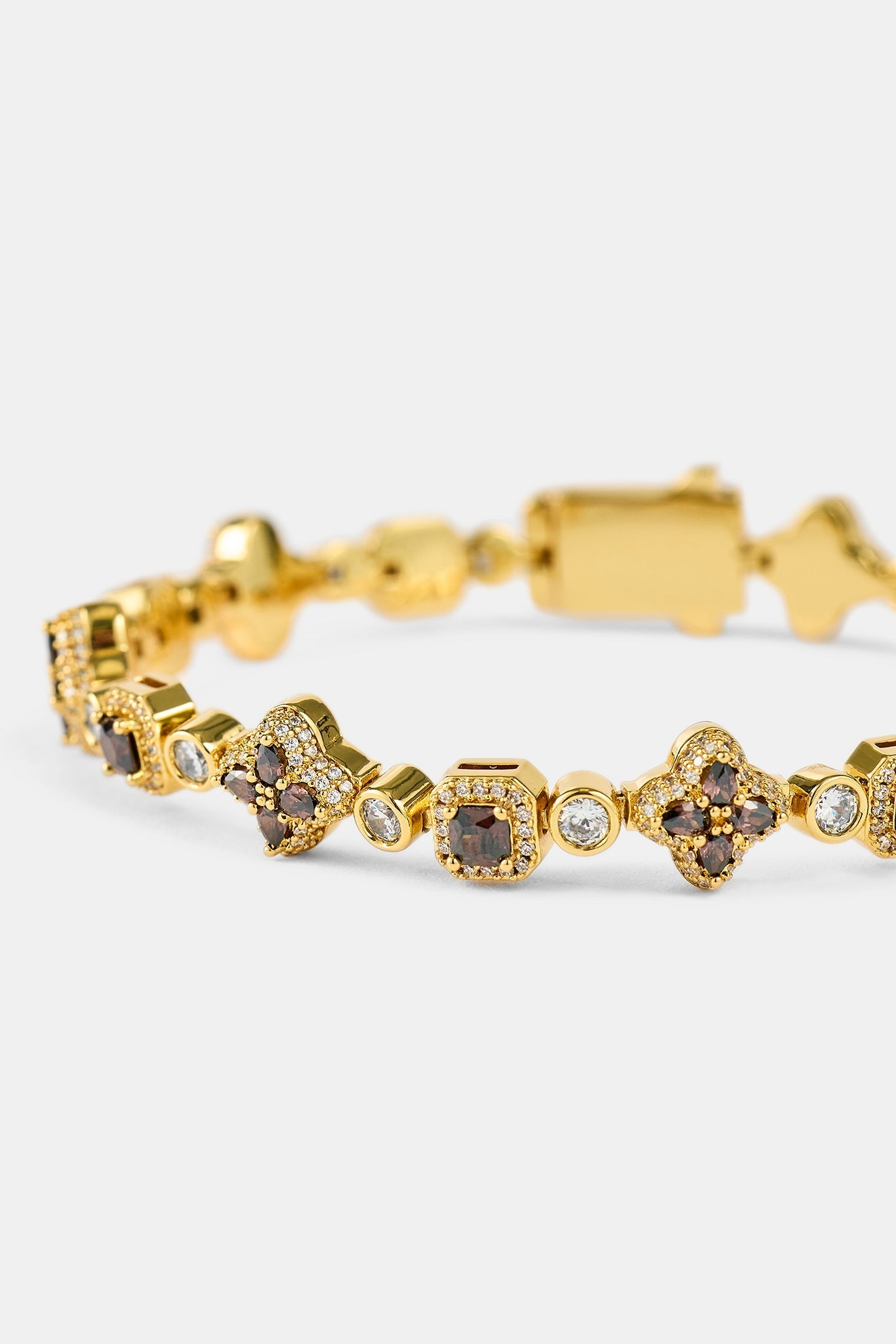 Chocolate Motif Mixed Stone Bracelet - 8mm - Gold