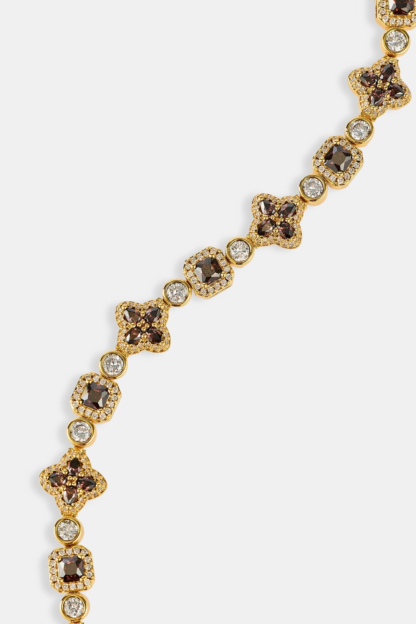 Chocolate Motif Mixed Stone Bracelet - 8mm - Gold