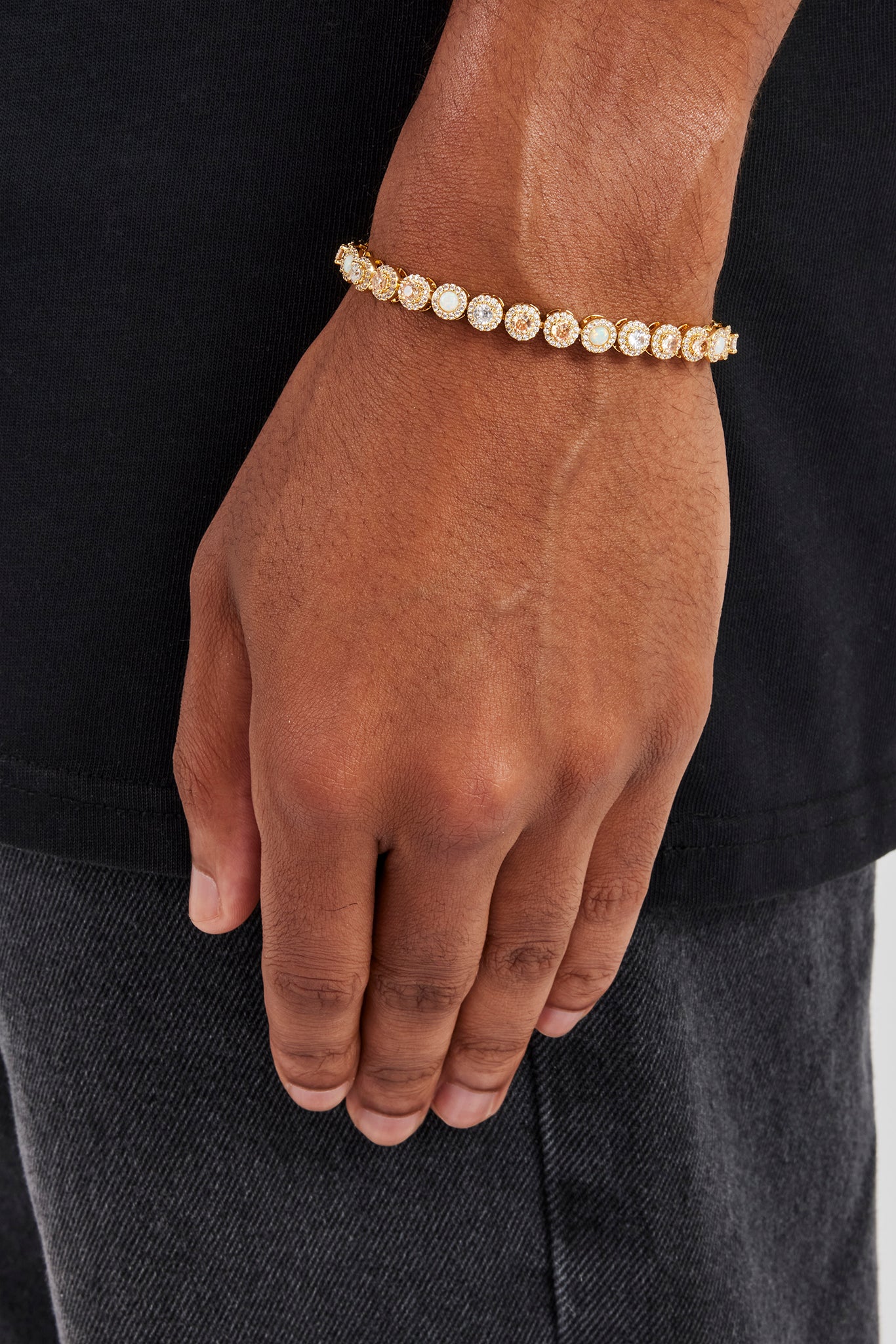 Champagne CZ & Opal Bracelet - 6mm - Gold