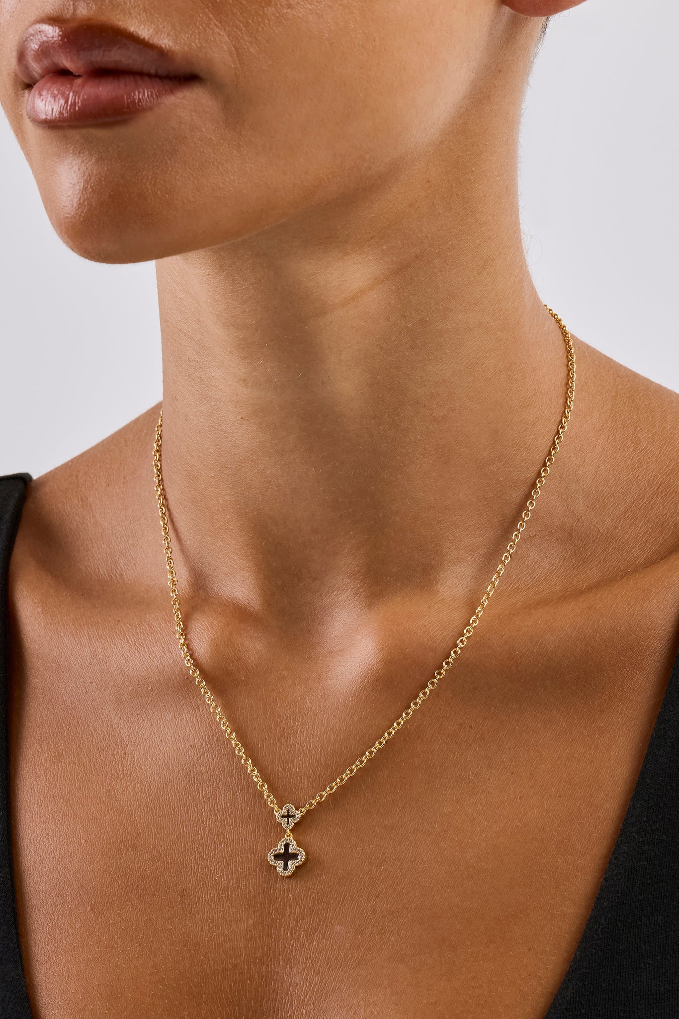 Chocolate Double Motif Necklace - 10mm