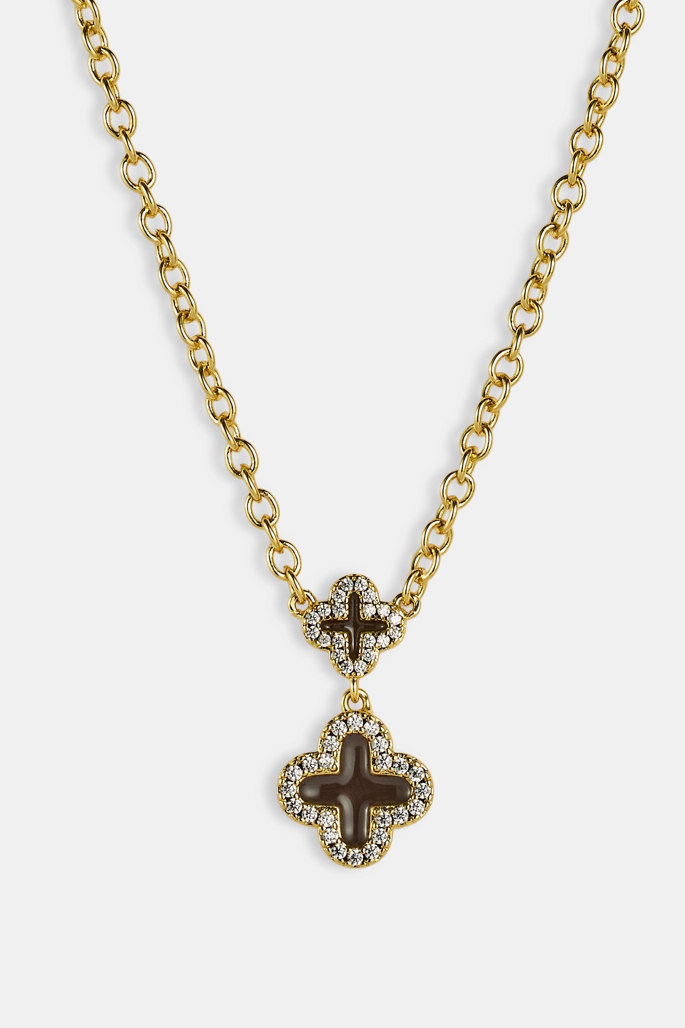 Chocolate Double Motif Necklace - 10mm