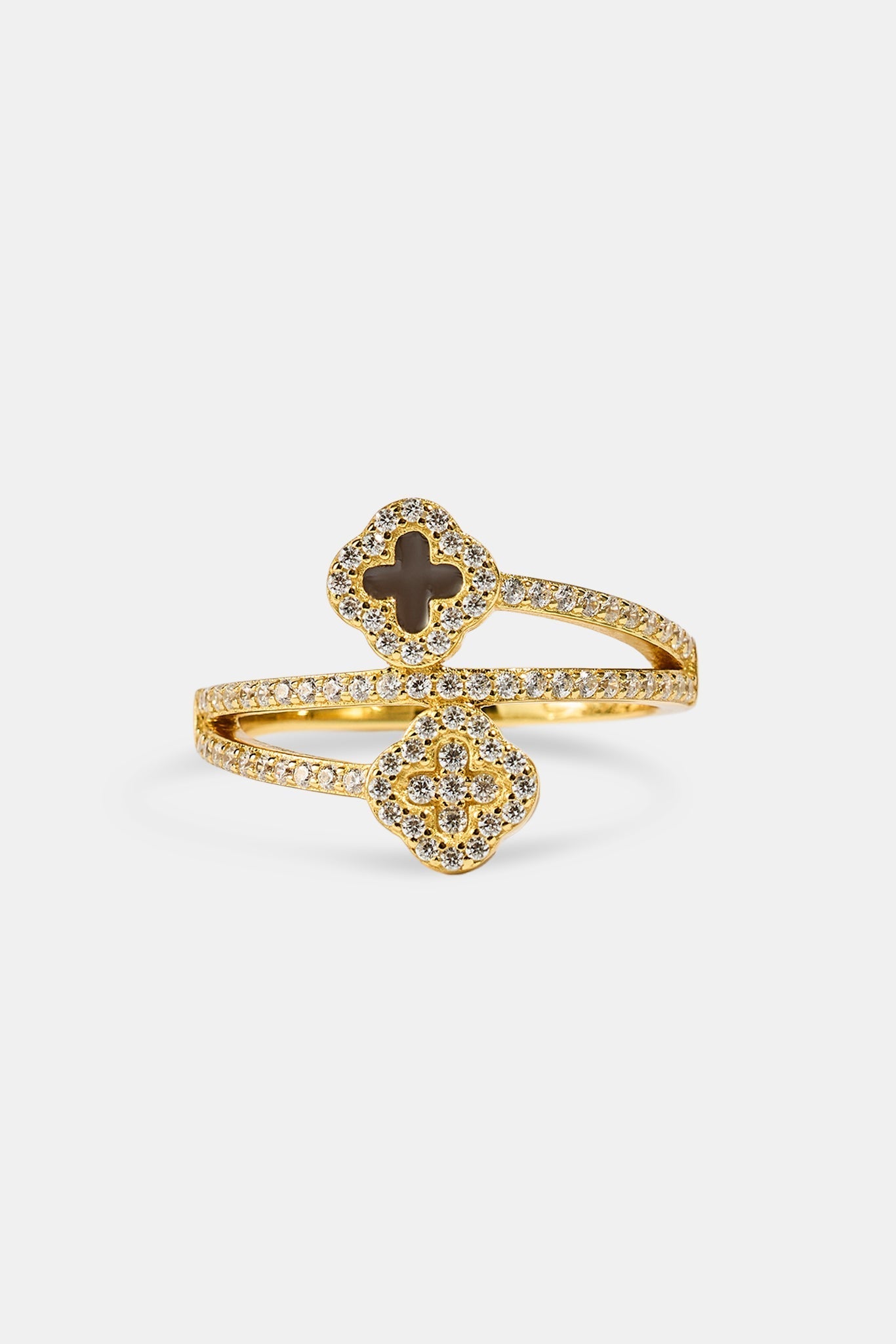 Iced and Chocolate Enamel Motif Twist Ring - 15mm