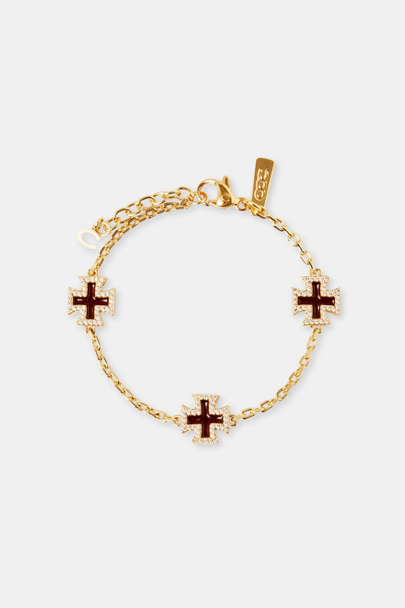 Chocolate Brown Cross Motif Bracelet - 12mm