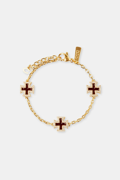 Chocolate Brown Cross Motif Bracelet - 12mm