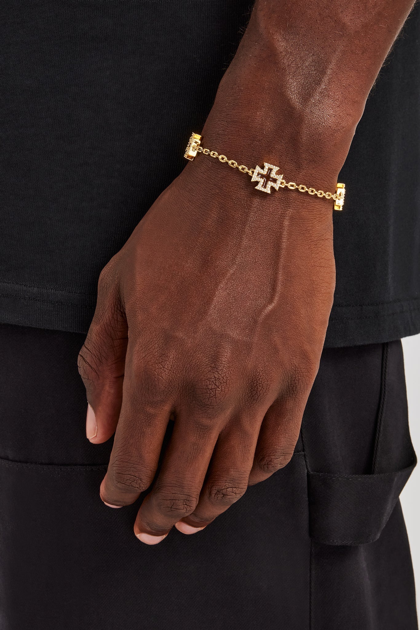 Chocolate Brown Cross Motif Bracelet - 12mm