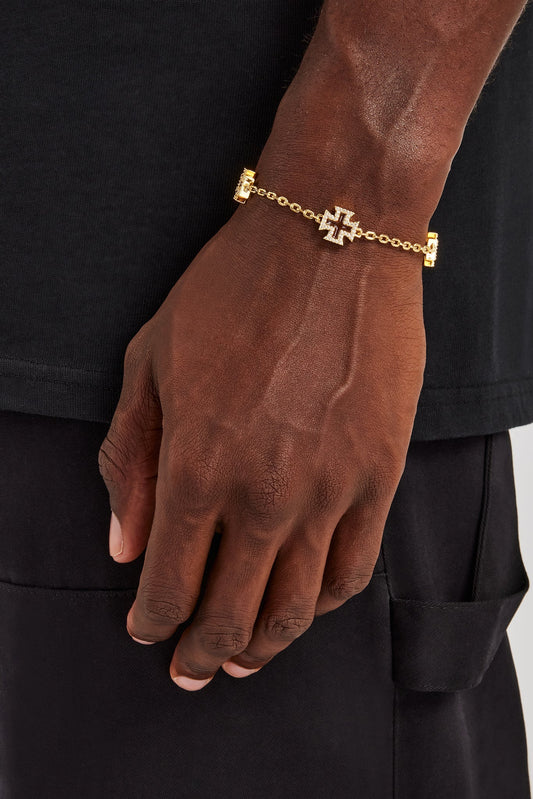 Chocolate Brown Cross Motif Bracelet - 12mm