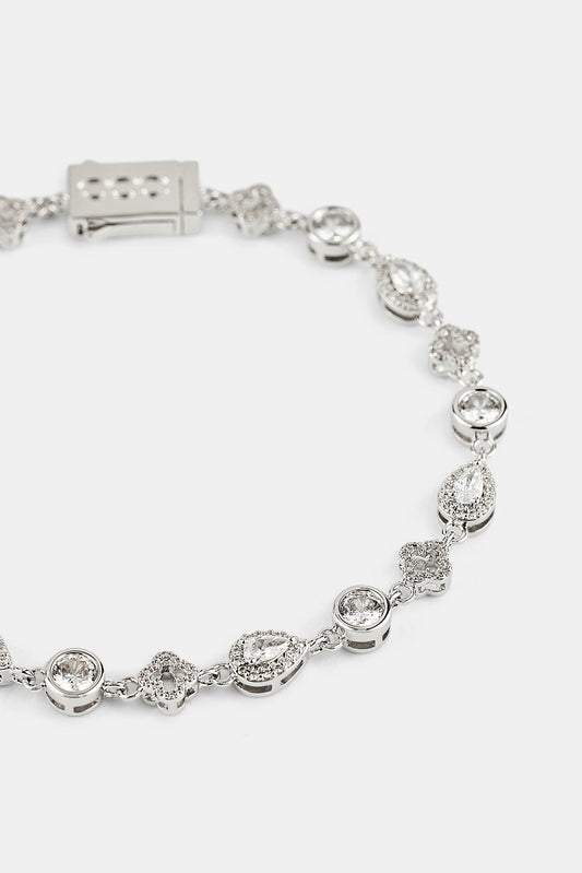 Motif & Clear Gemstone Bracelet - 6mm