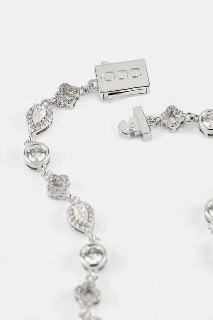Motif & Clear Gemstone Bracelet - 6mm