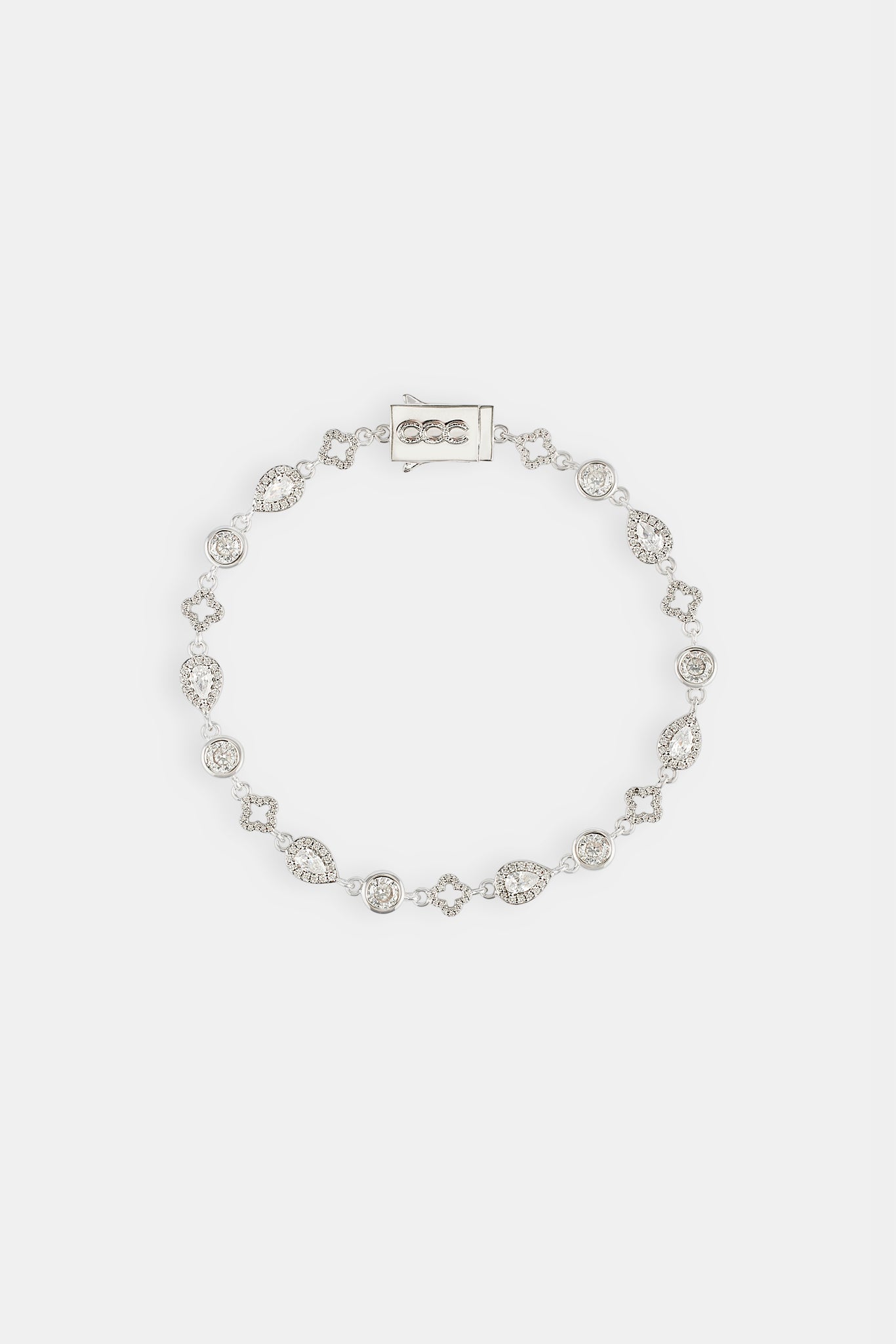 Motif & Clear Gemstone Bracelet - 6mm