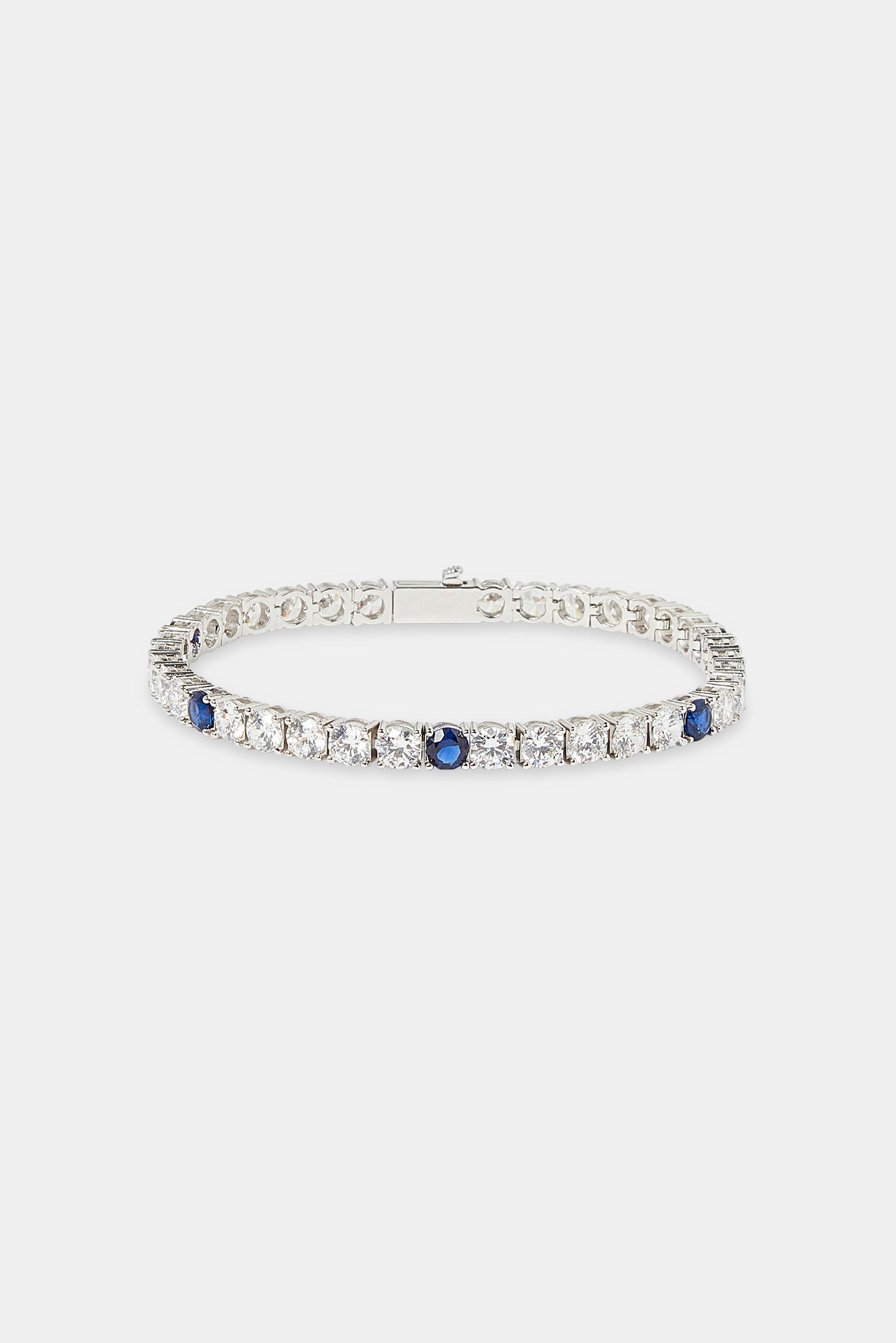 Clear & Dark Blue Round Stone Tennis Bracelet - 5mm