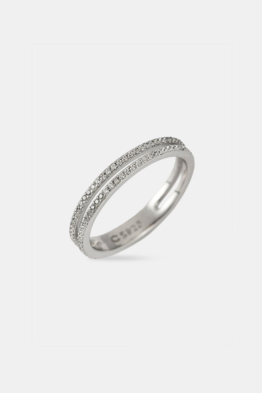 Double Row Micro Tennis Ring - 2.5mm - White