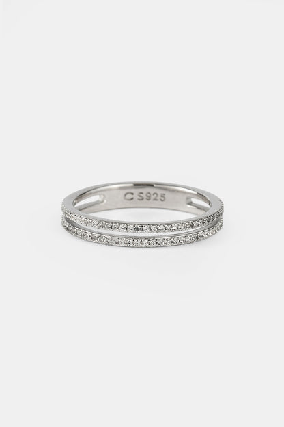 Double Row Micro Tennis Ring - 2.5mm - White
