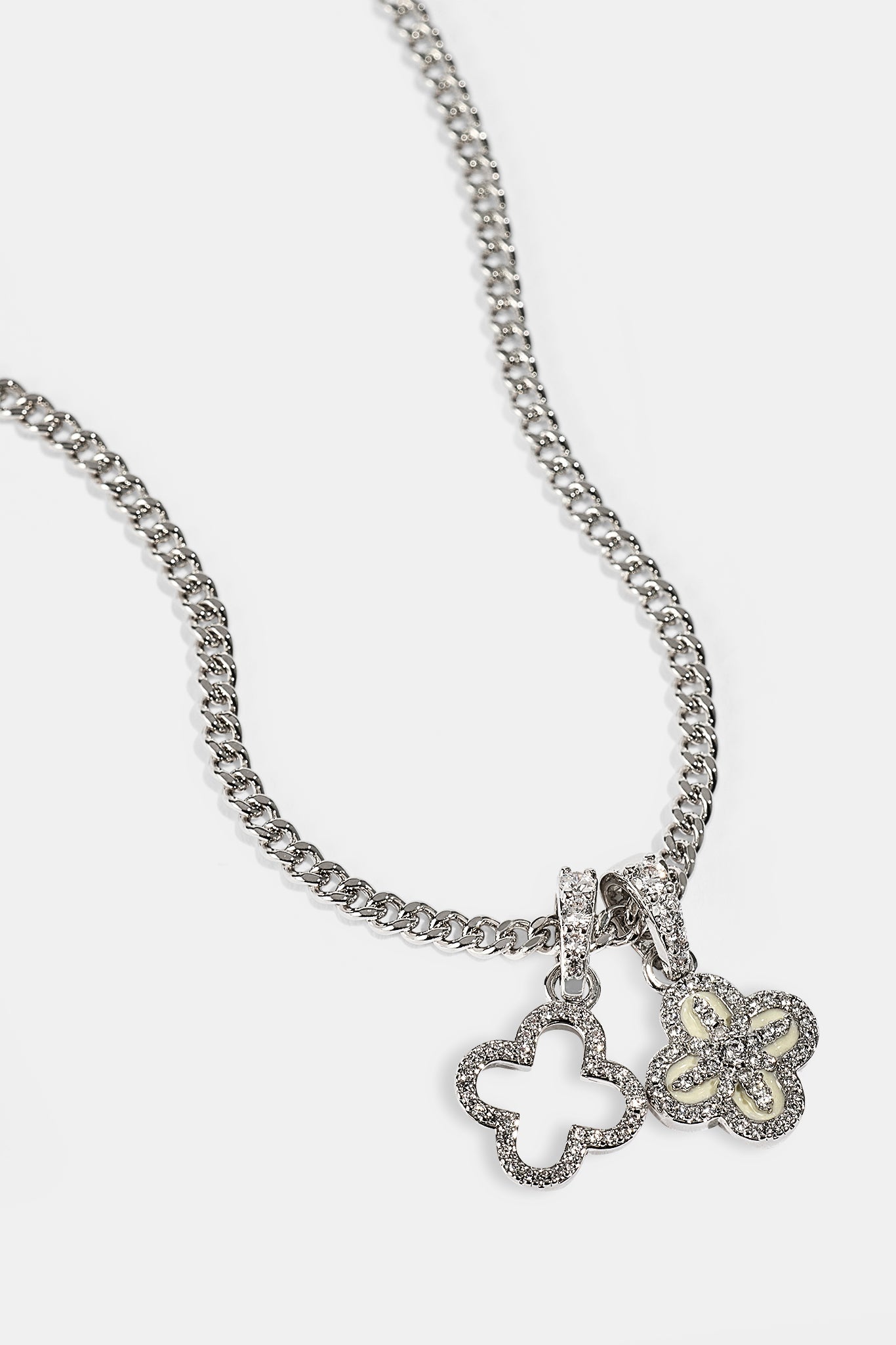 Double Star Motif Necklace - 8mm - White