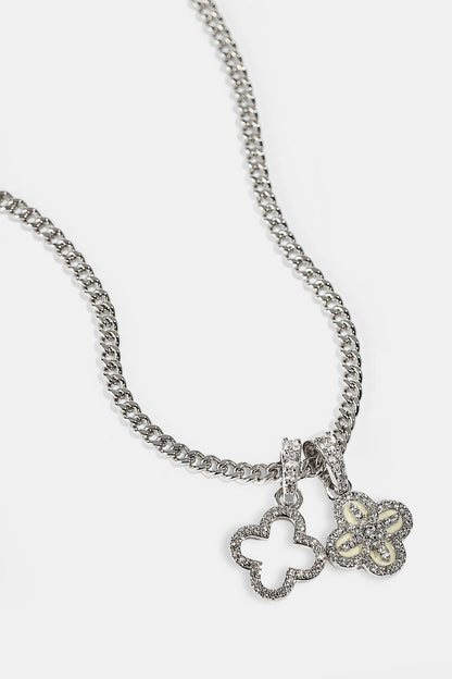 Double Star Motif Necklace - 8mm - White