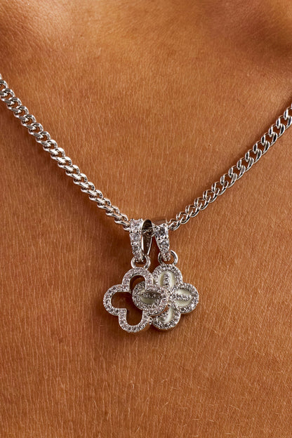 Double Star Motif Necklace - 8mm - White