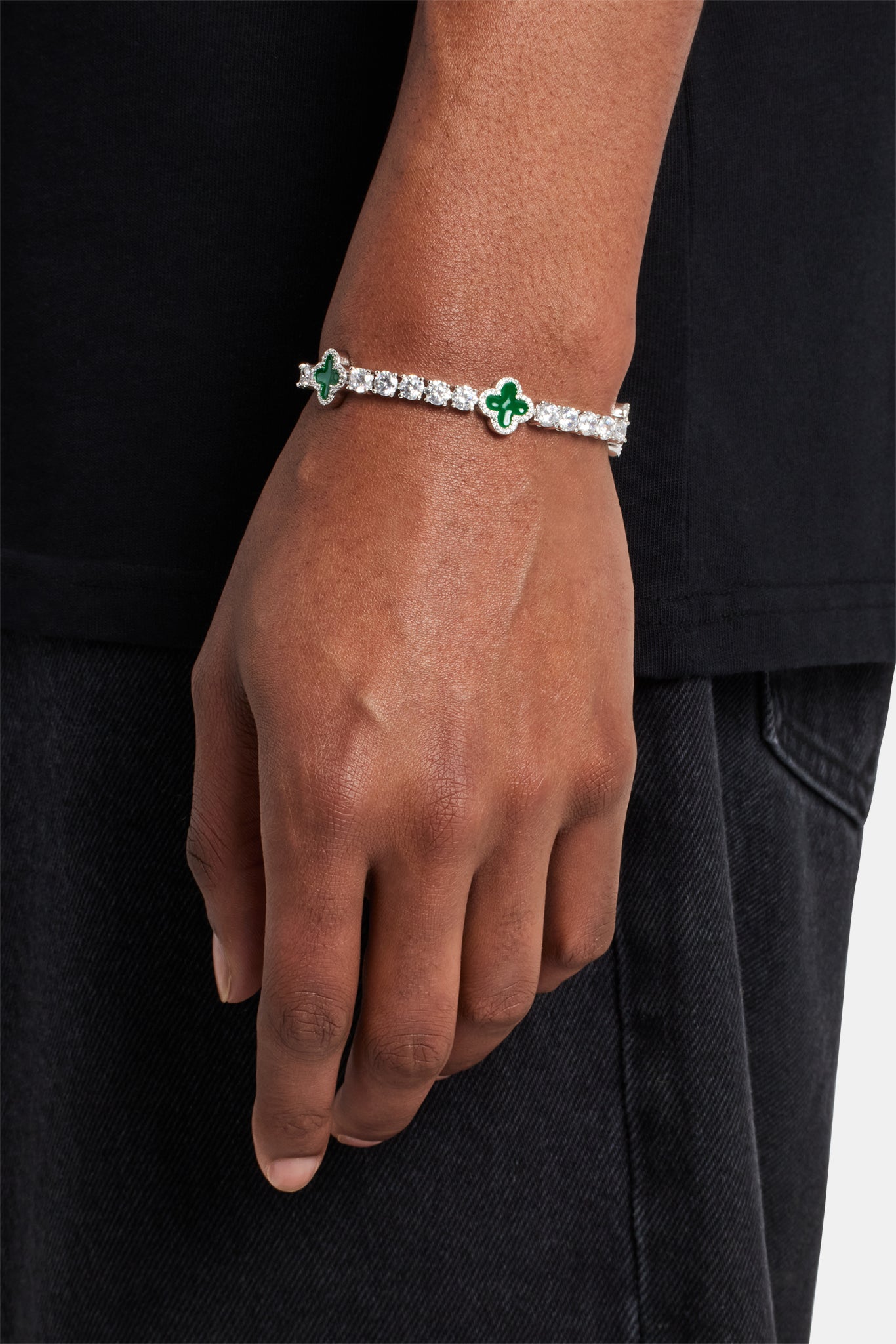 Green Motif Tennis Bracelet - 5mm
