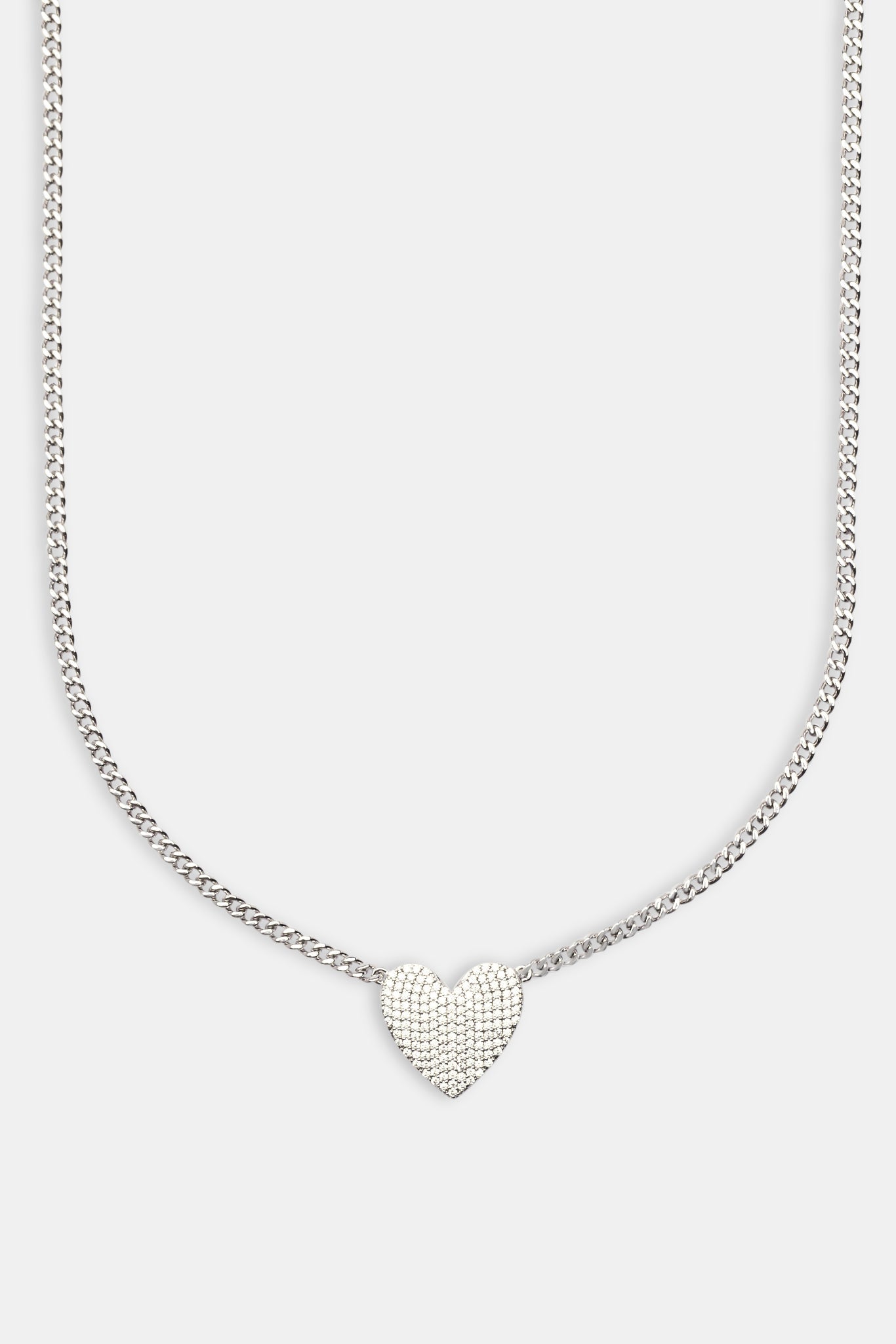 Iced Heart Necklace - White - 20mm