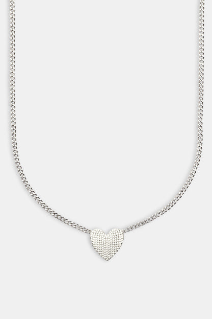 Iced Heart Necklace - White - 20mm
