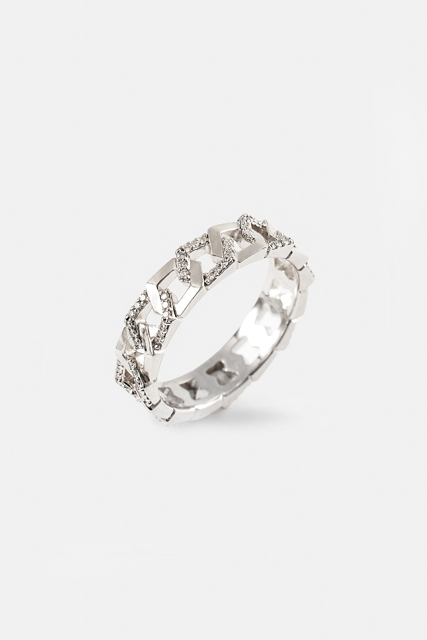 Iced and Polished Hexagon Ring - 5mm - White