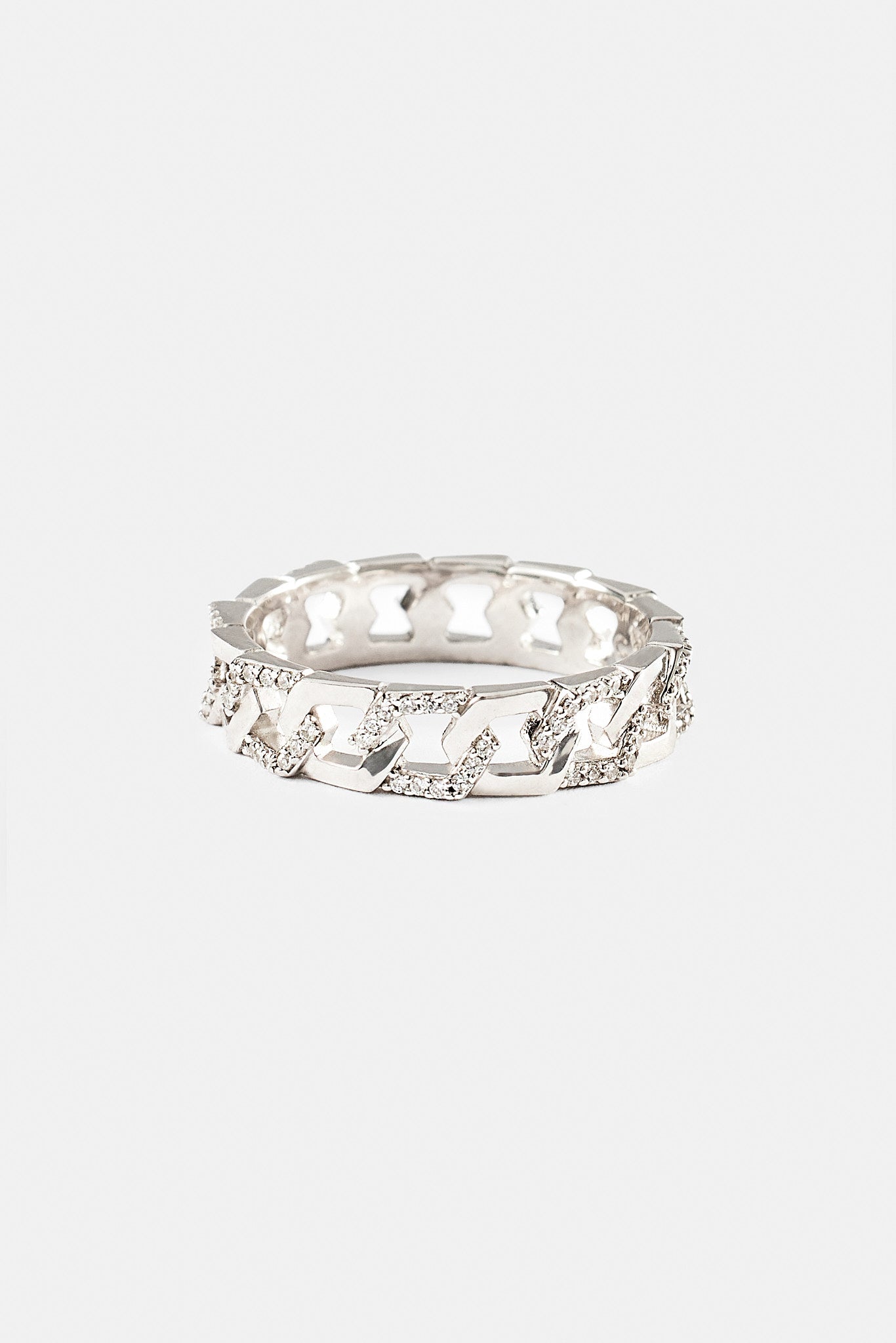 Iced and Polished Hexagon Ring - 5mm - White