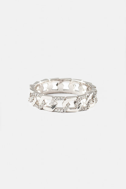 Iced and Polished Hexagon Ring - 5mm - White