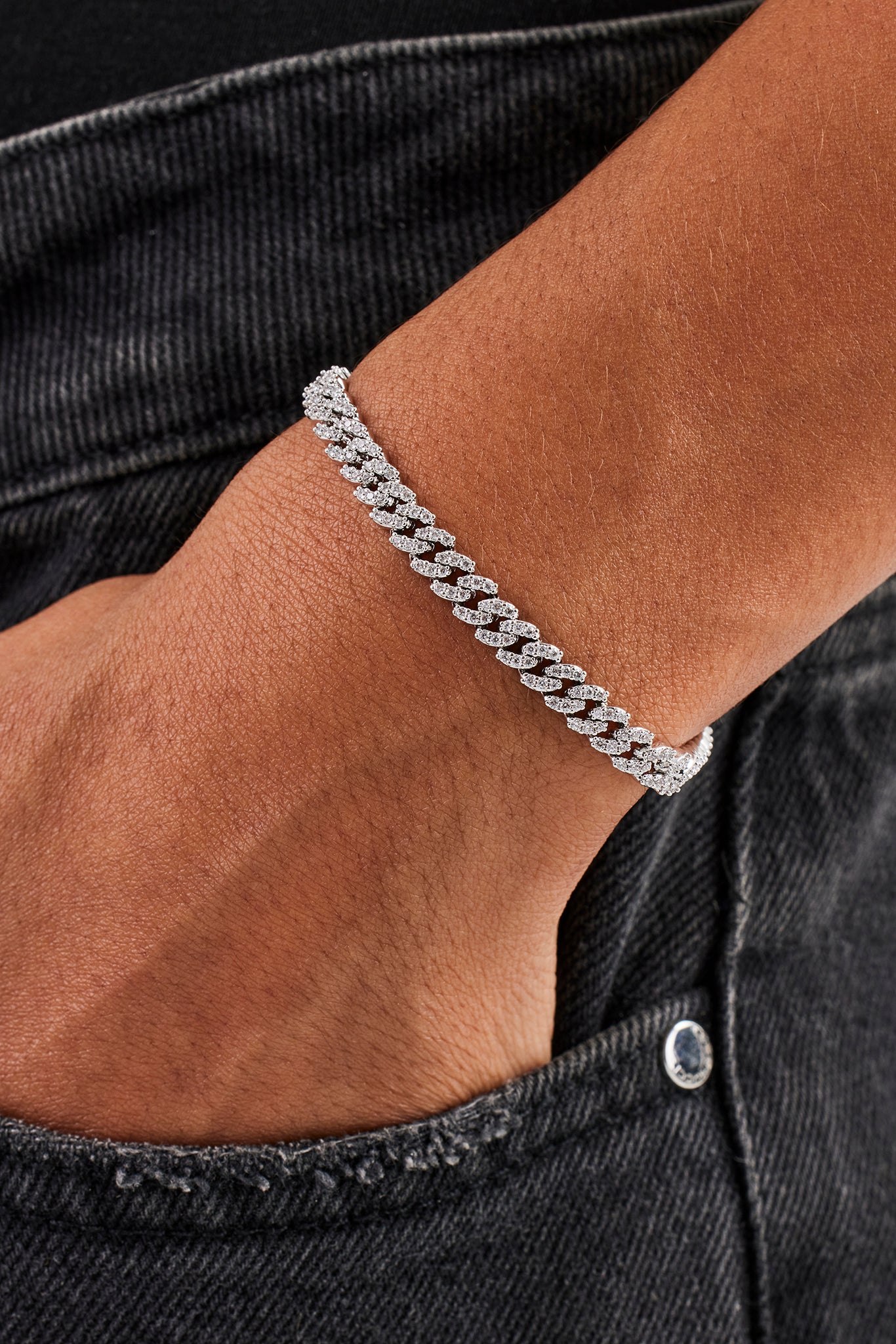 Iced Cuban Link Bracelet - 5mm - White