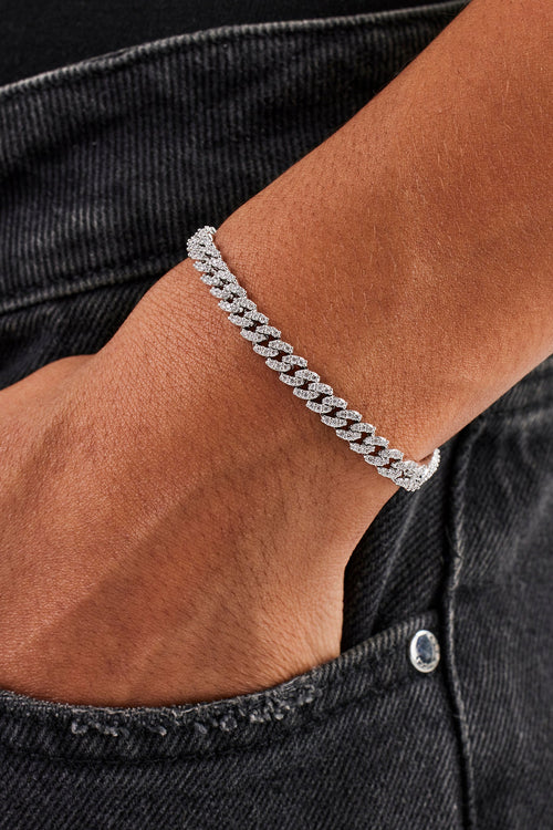Iced Cuban Link Bracelet - 5mm - White