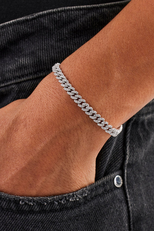 Iced Cuban Link Bracelet - 5mm - White