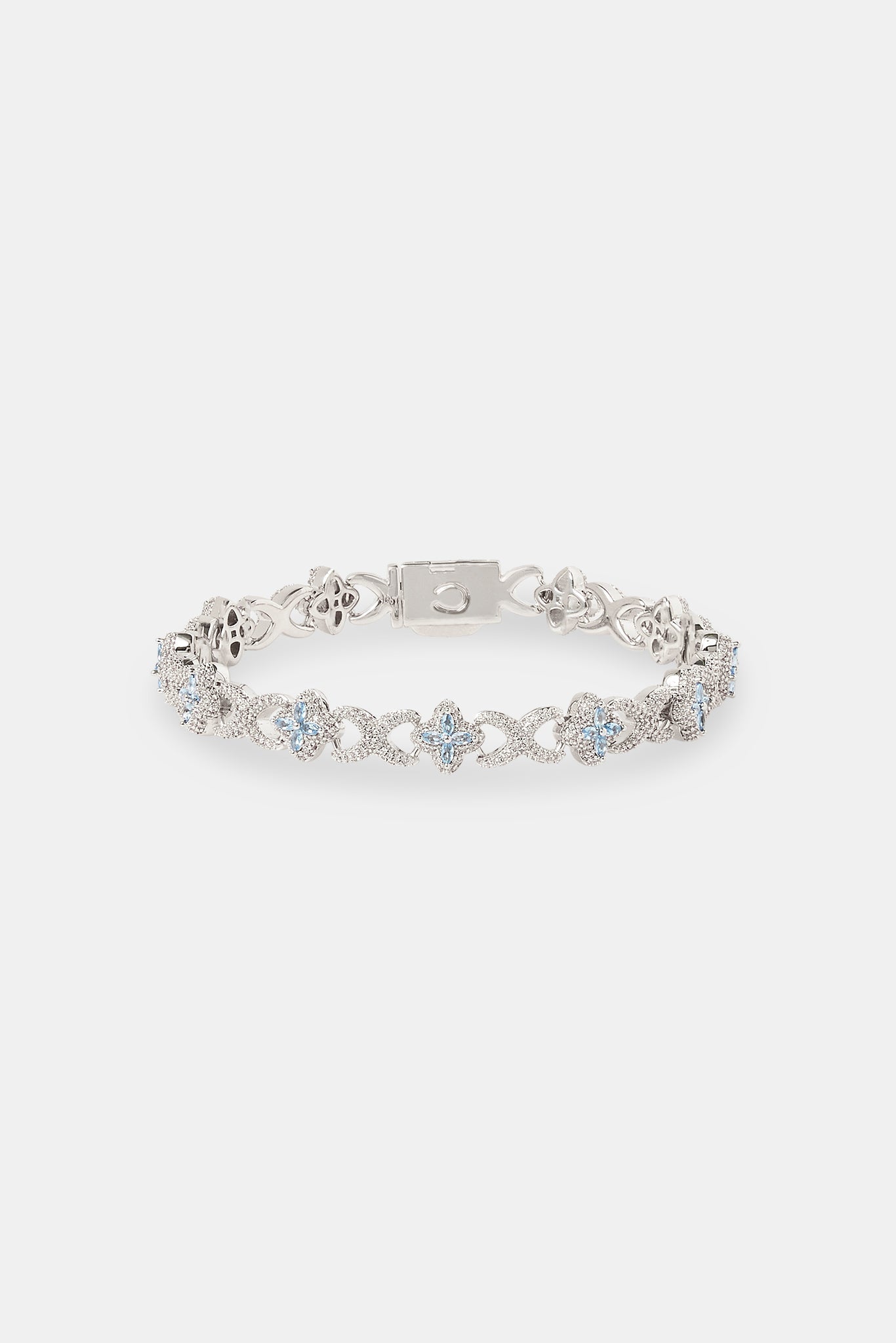 Iced Blue Baguette Motif Infinity Bracelet - 10mm