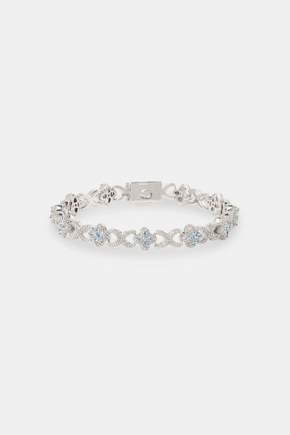 Iced Blue Baguette Motif Infinity Bracelet - 10mm