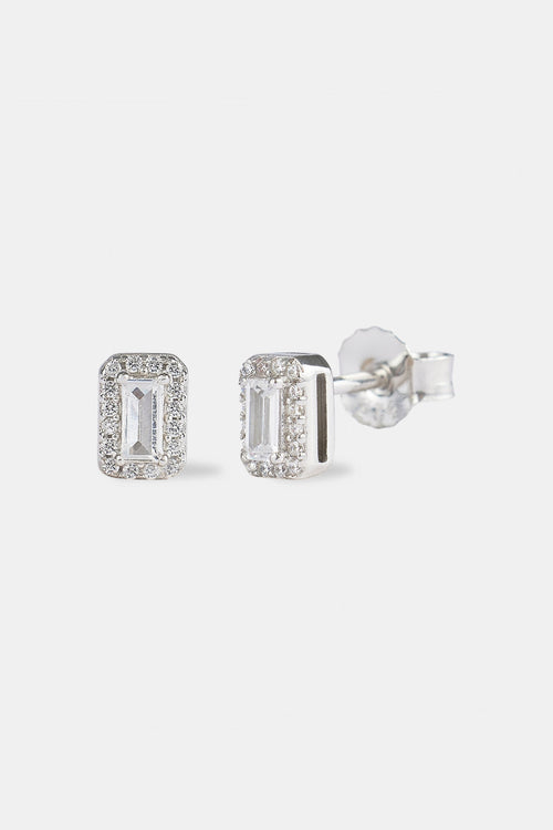 Iced Bezel Cluster Stud Earrings - 6mm
