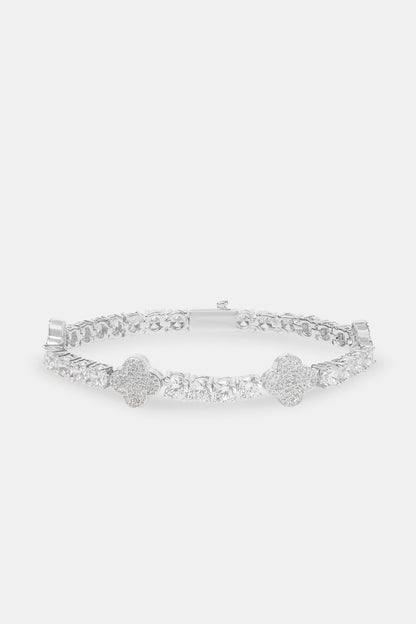Iced Motif Tennis Bracelet - White 5mm