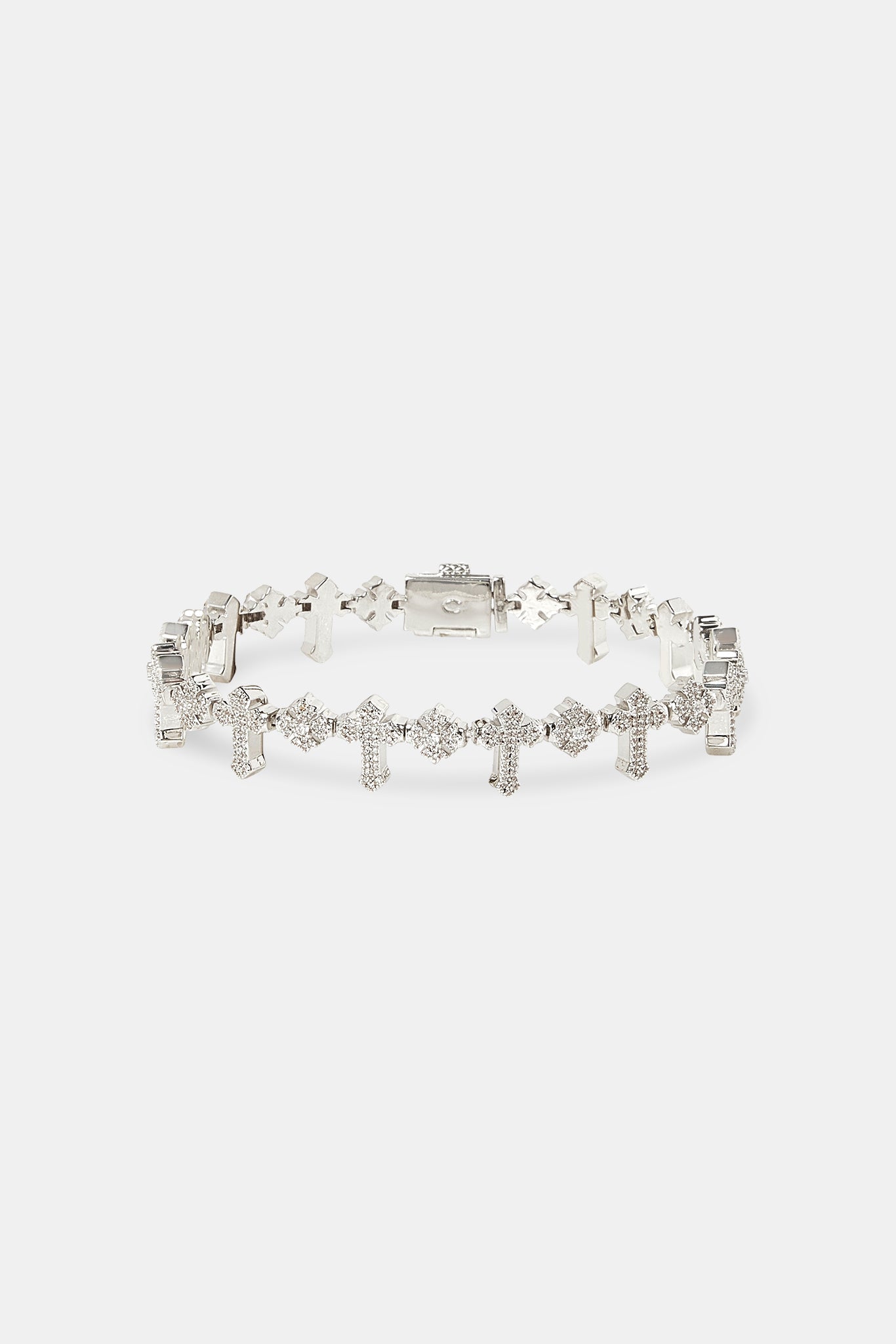 Iced Double Cross Infinity Bracelet - 10mm