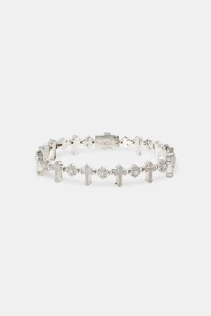 Iced Double Cross Infinity Bracelet - 10mm