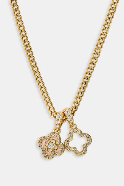 Iced Double Enamel & Iced Motif Necklace - 10mm
