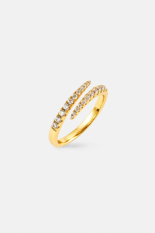 Iced CZ Wrap Ring - 7mm - Gold