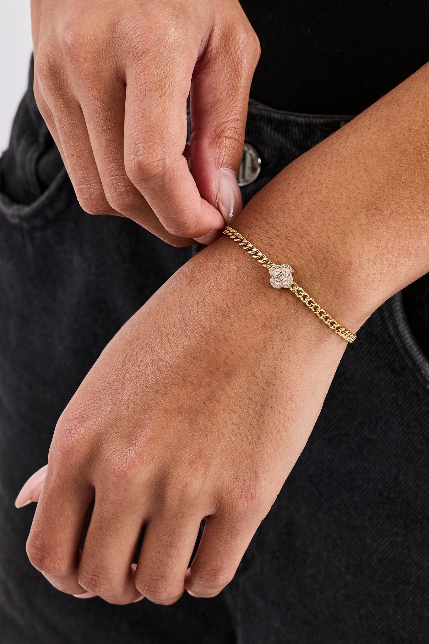 Iced Enamel Motif Cuban Bracelet - 10mm