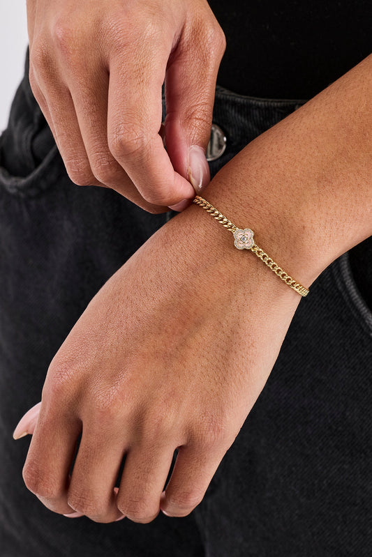 Iced Enamel Motif Cuban Bracelet - 10mm