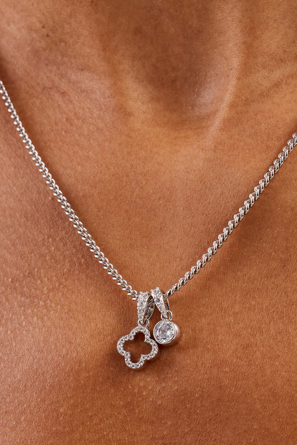 Iced Motif Outline & Gemstone Necklace - 10mm