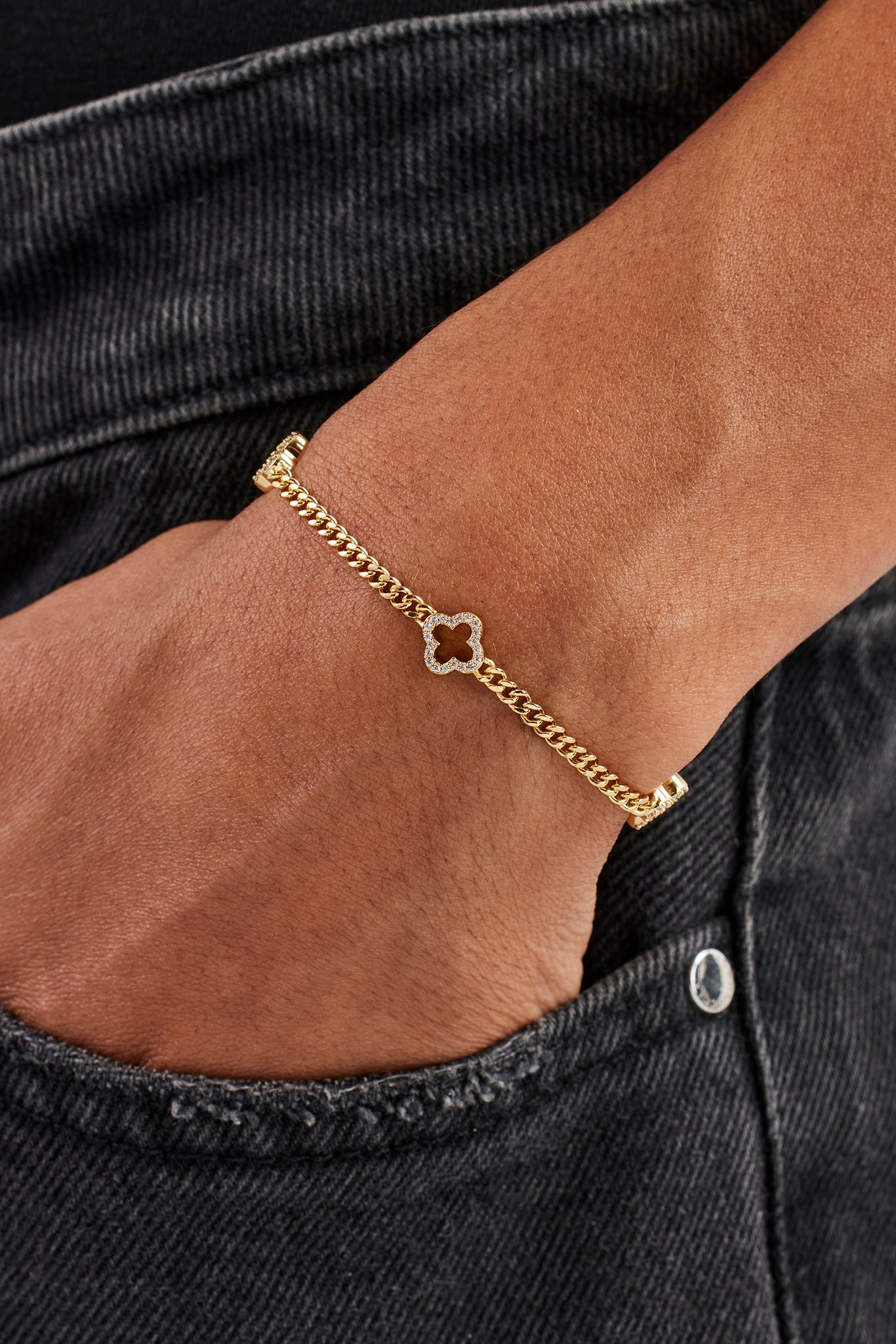 Iced Motif Outline Micro Cuban Bracelet - 2.5mm