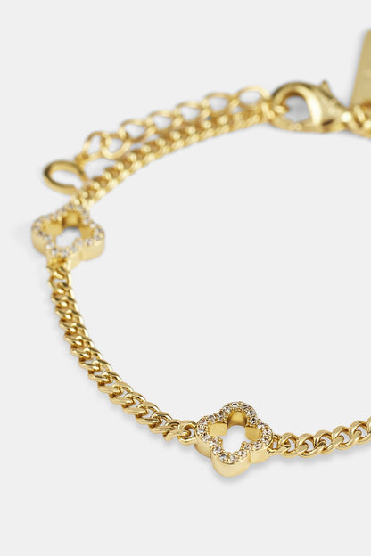 Iced Motif Outline Micro Cuban Bracelet - 2.5mm