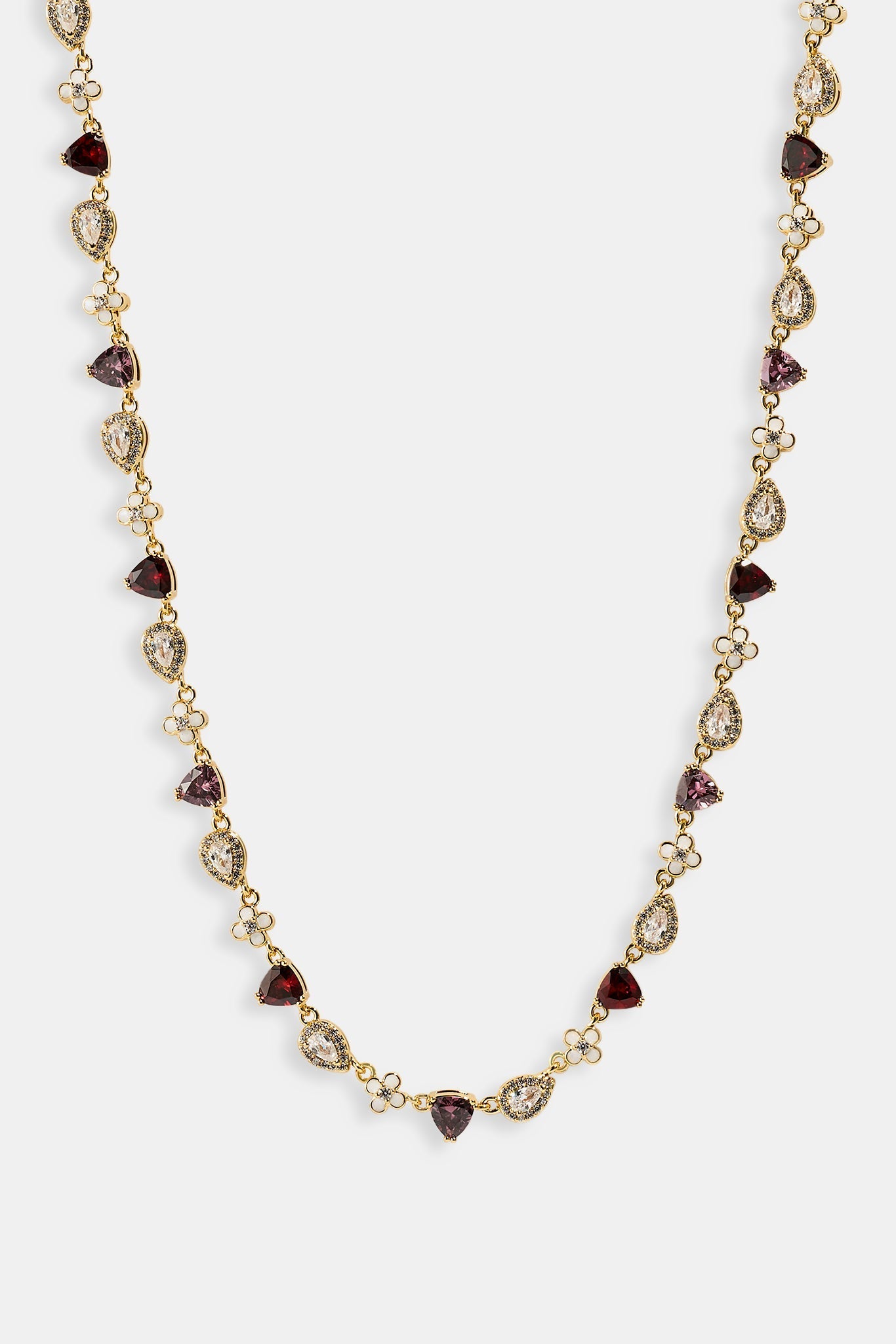 Iced Motif Pink Multi Gemstone Chain - 6mm