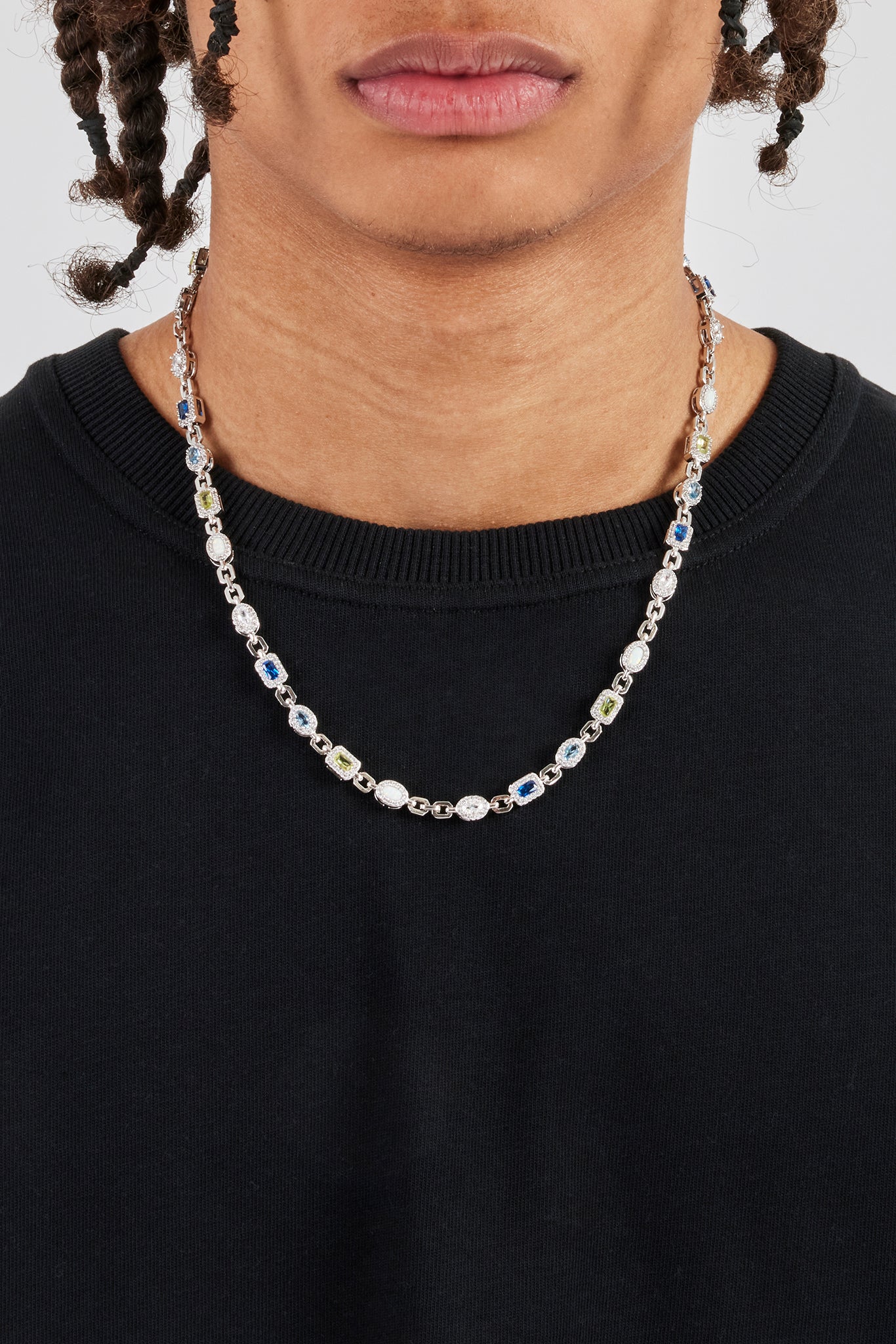 Iced Mixed Gemstone & Opal Link Chain - 6mm